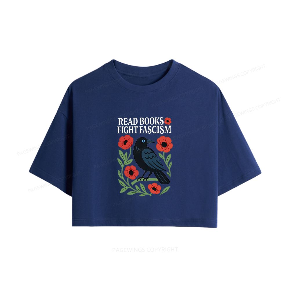 Pagewings Read Books Fight Fascism Women Crop Tops
