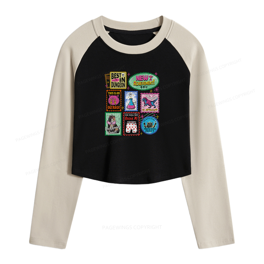 Pagewings New Achievement Women Long Sleeve Crop Raglan T-shirt