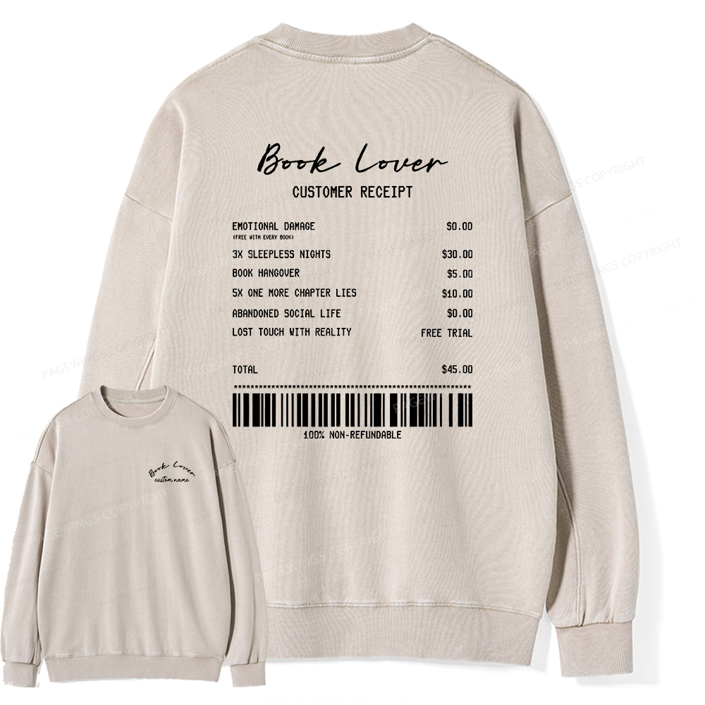 Pagewings Personalized Name Book Lover Unisex Washed Sweatshirt