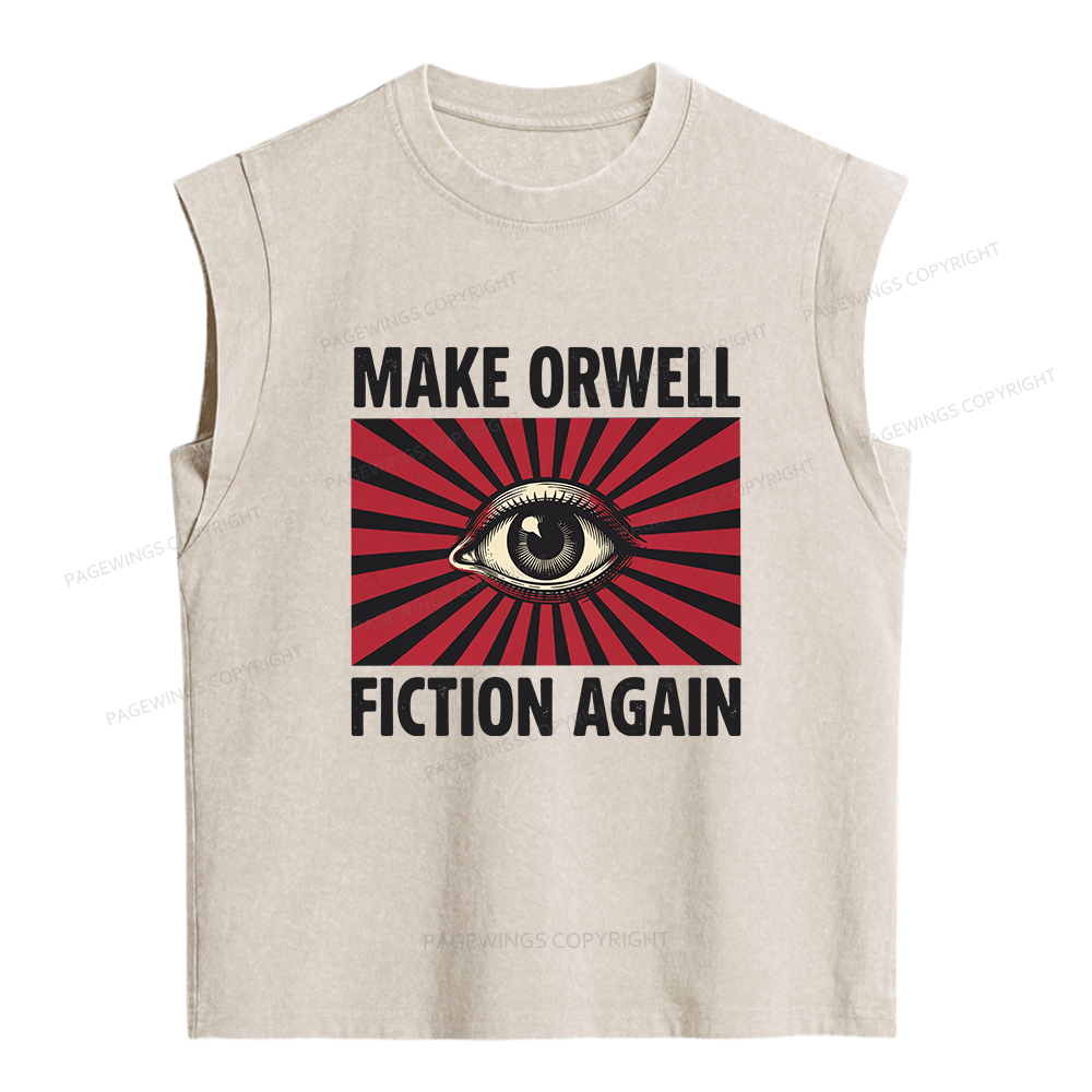 Pagewings Make Orwe Fiction Again Women's Washed Tank Top