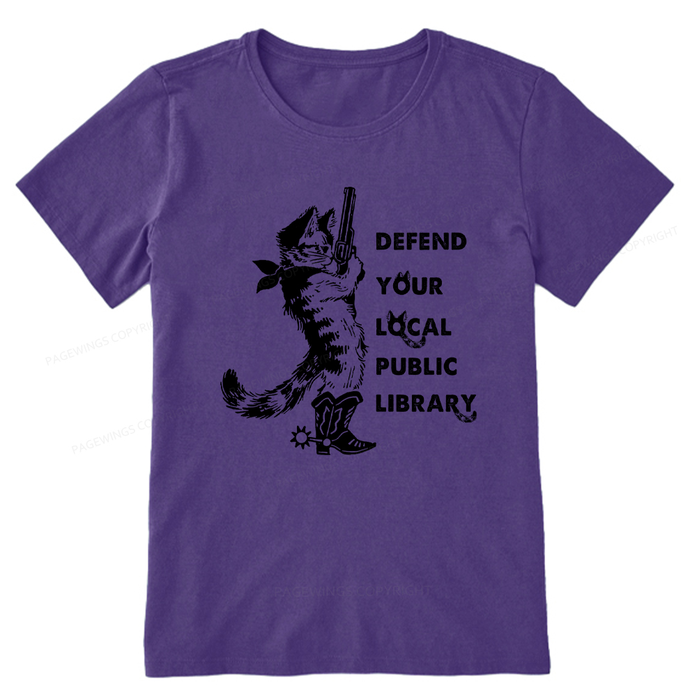 Pagewings Cat Defend Your Local Public Library Unisex Classic T-shirt