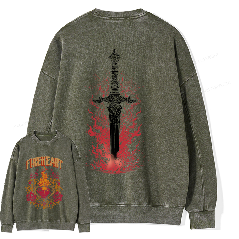 Pagewings Fireheart Unisex Washed Sweatshirt
