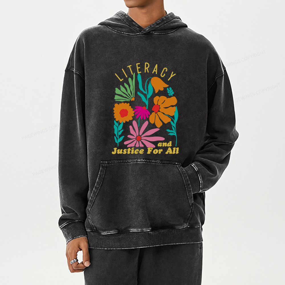 Pagewings Literacy And Justice Unisex Washed Hoodie