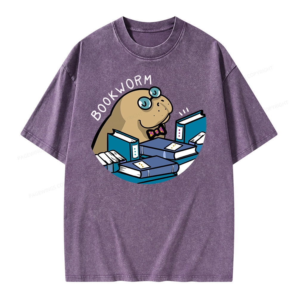 Pagewing Books Worm Unisex Washed T-shirt