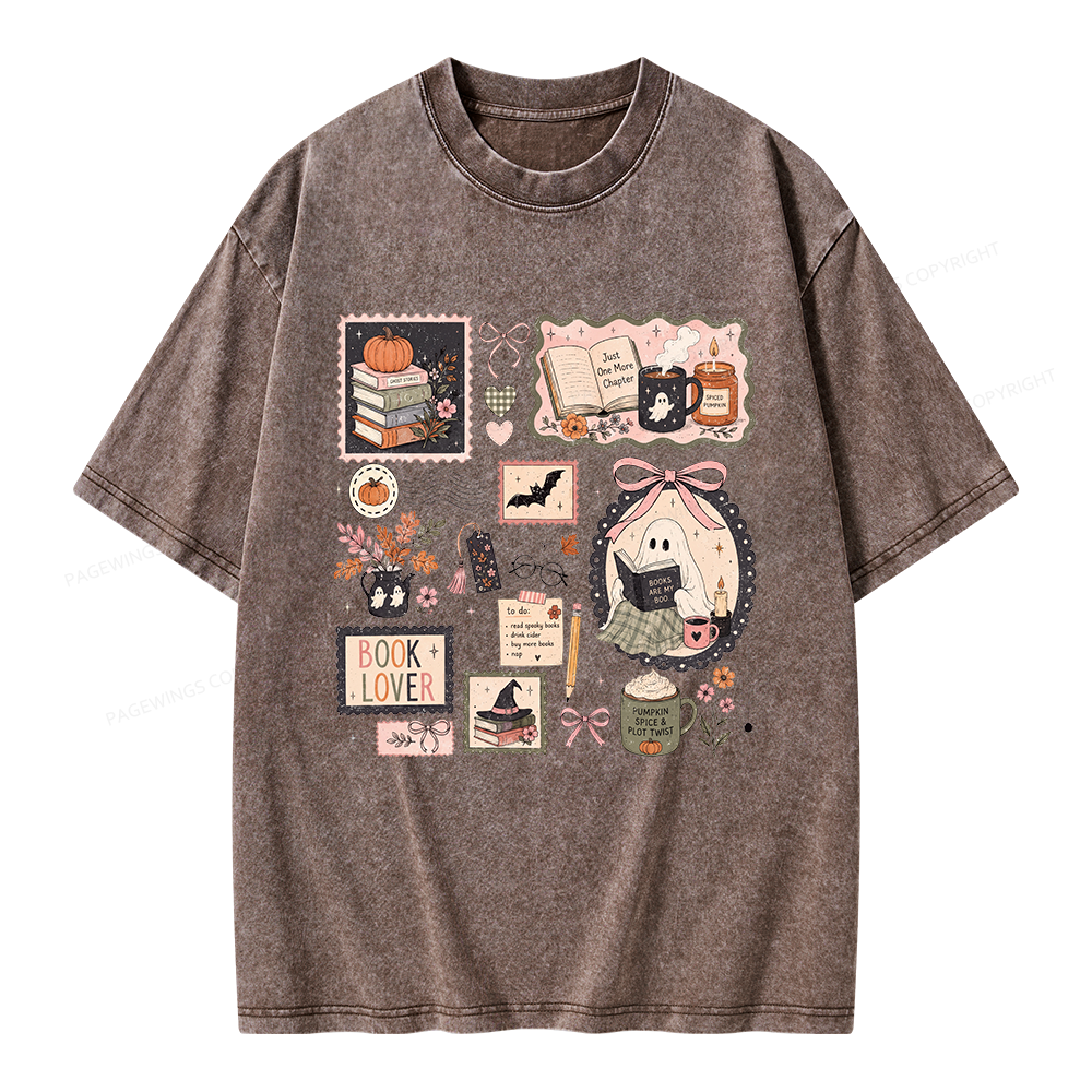 Pagewings Halloween Book Club Unisex Washed T-shirt