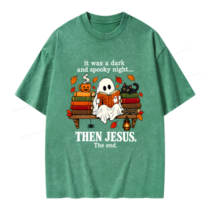 Pagewings It Was A Dark And Spooky Night Unisex Washed T-shirt
