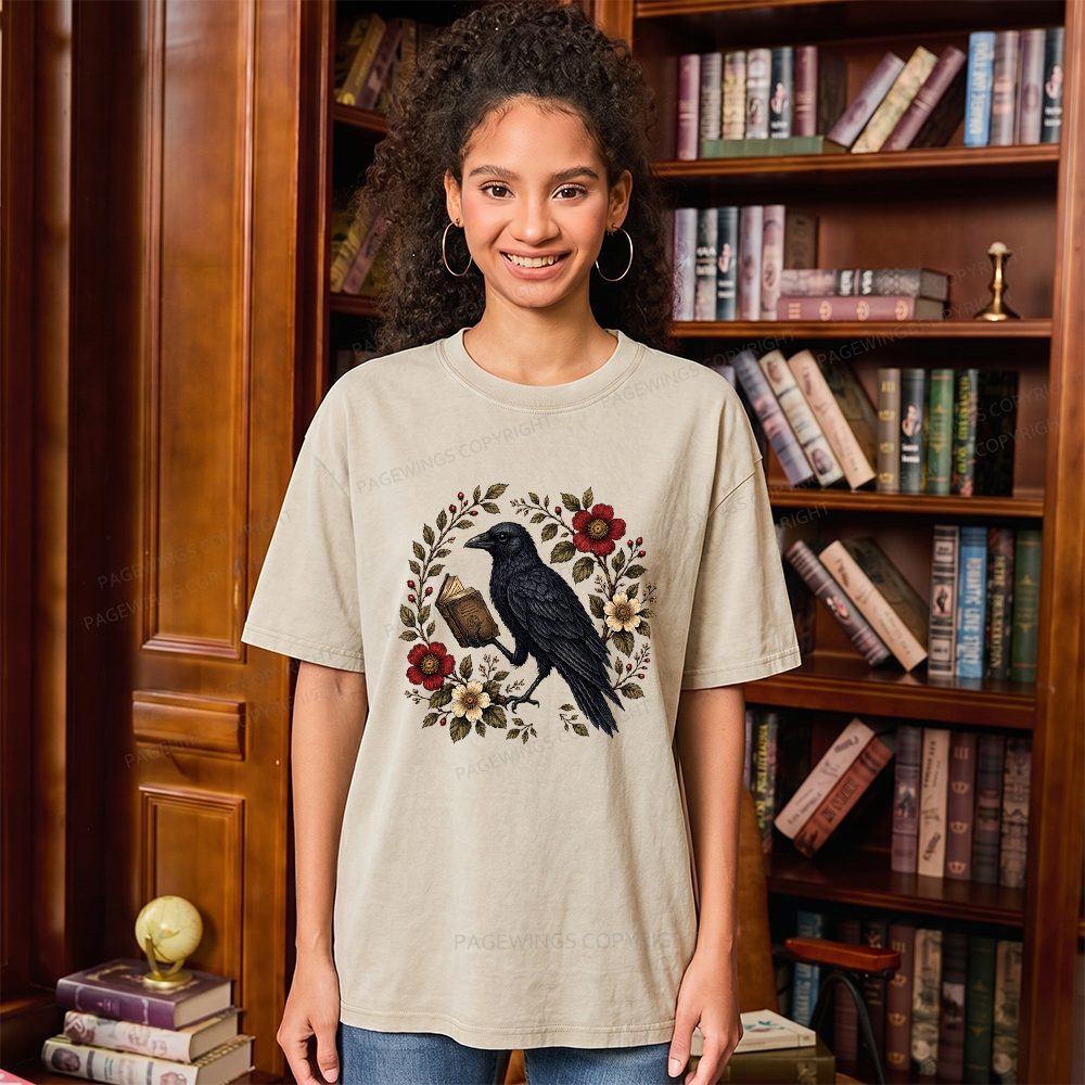 Pagewings Black Crow Unisex Washed T-shirt