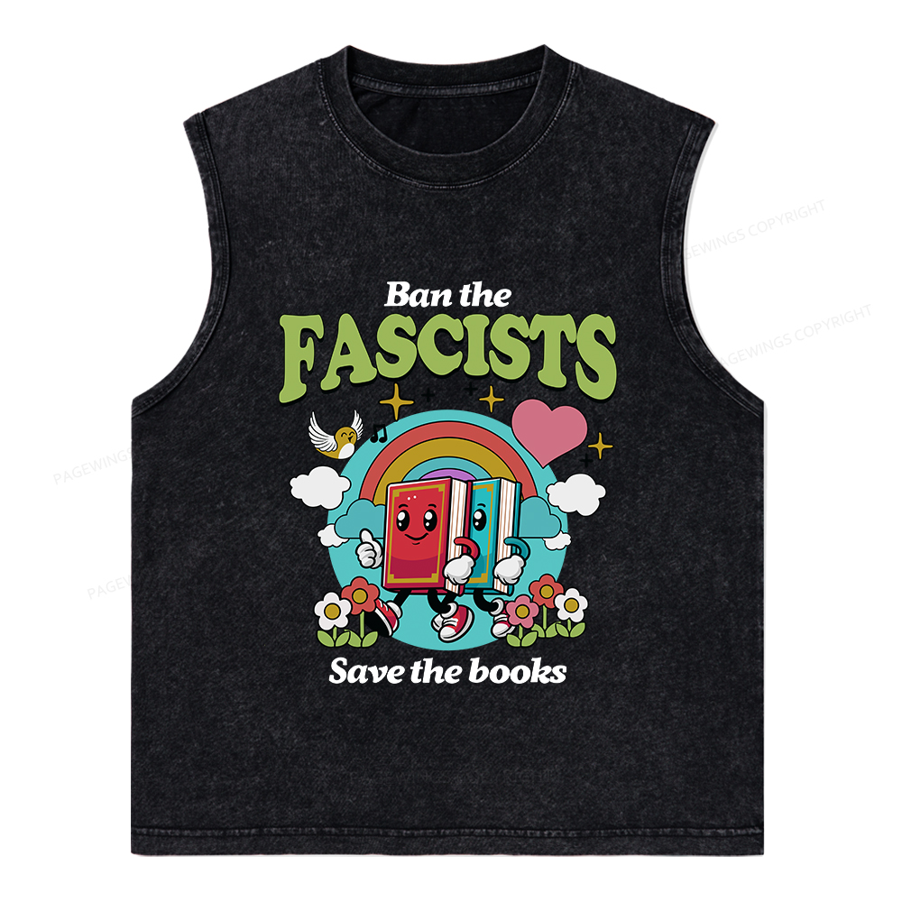 Pagewings Ban the Fascists Save the Books Unisex Washed Tank Top