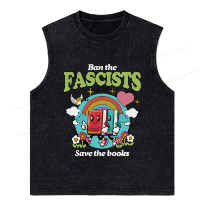 Pagewings Ban the Fascists Save the Books Unisex Washed Tank Top