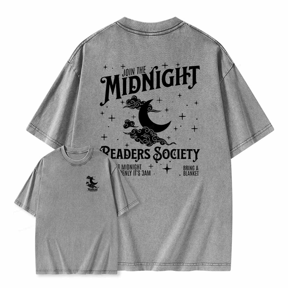 Pagewings Late night readers book club Unisex Washed T-shirt