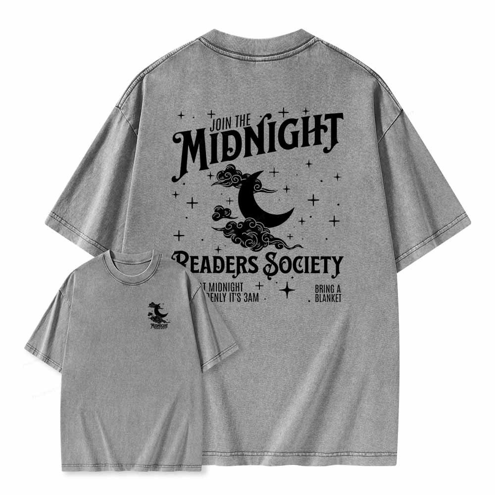 Pagewings Late night readers book club Unisex Washed T-shirt