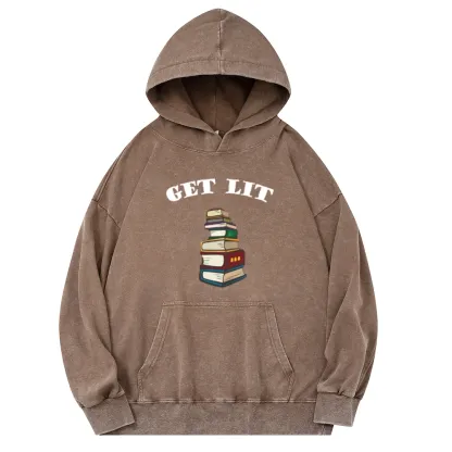 Pagewings Get Lit Unisex Washed Hoodie