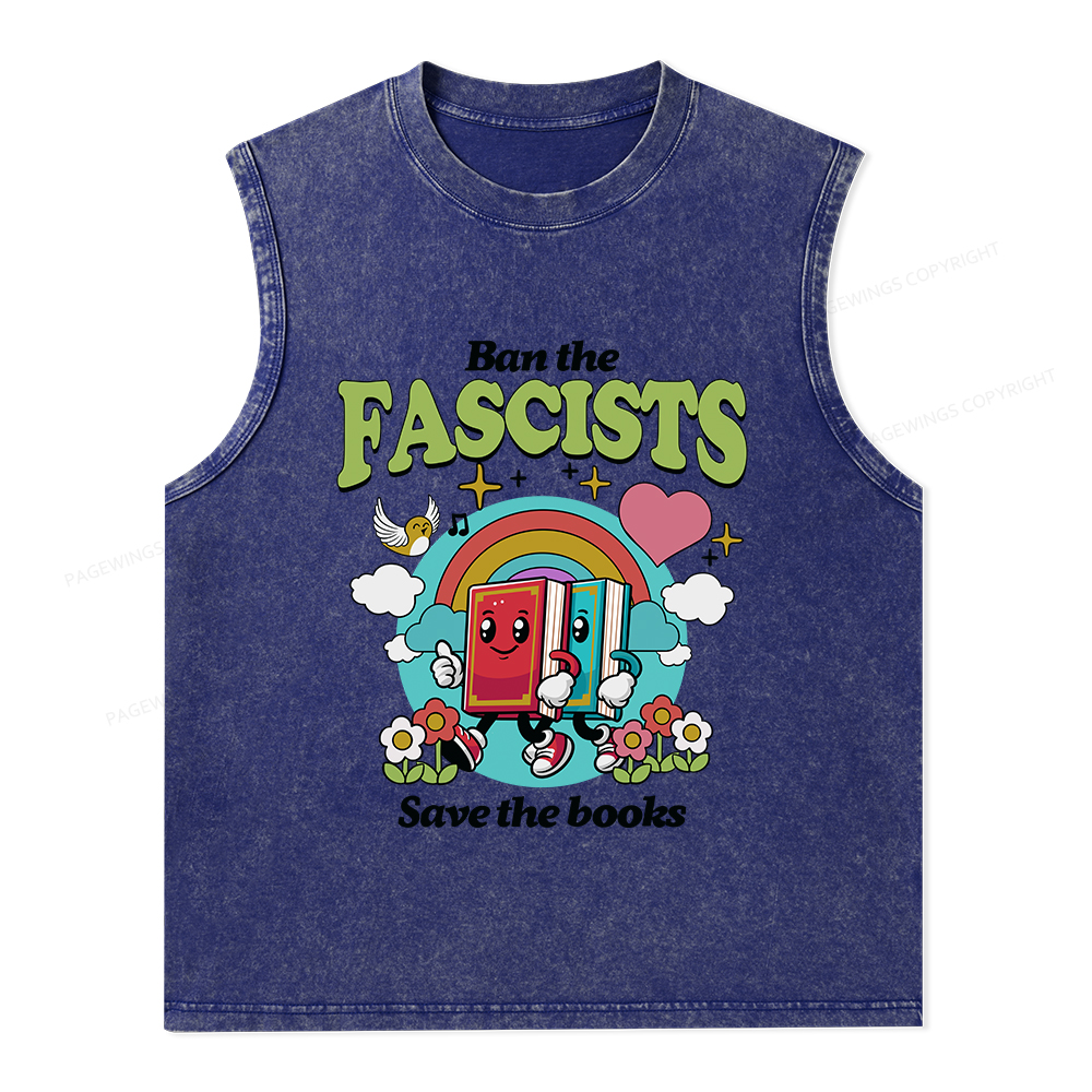 Pagewings Ban the Fascists Save the Books Unisex Washed Tank Top