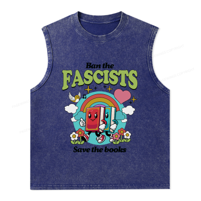 Pagewings Ban the Fascists Save the Books Unisex Washed Tank Top