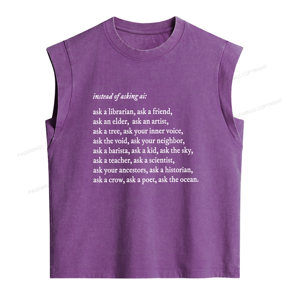 Pagewings Ask A Librarian Women's Washed Tank Top