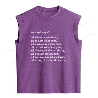 Pagewings Ask A Librarian Women's Washed Tank Top