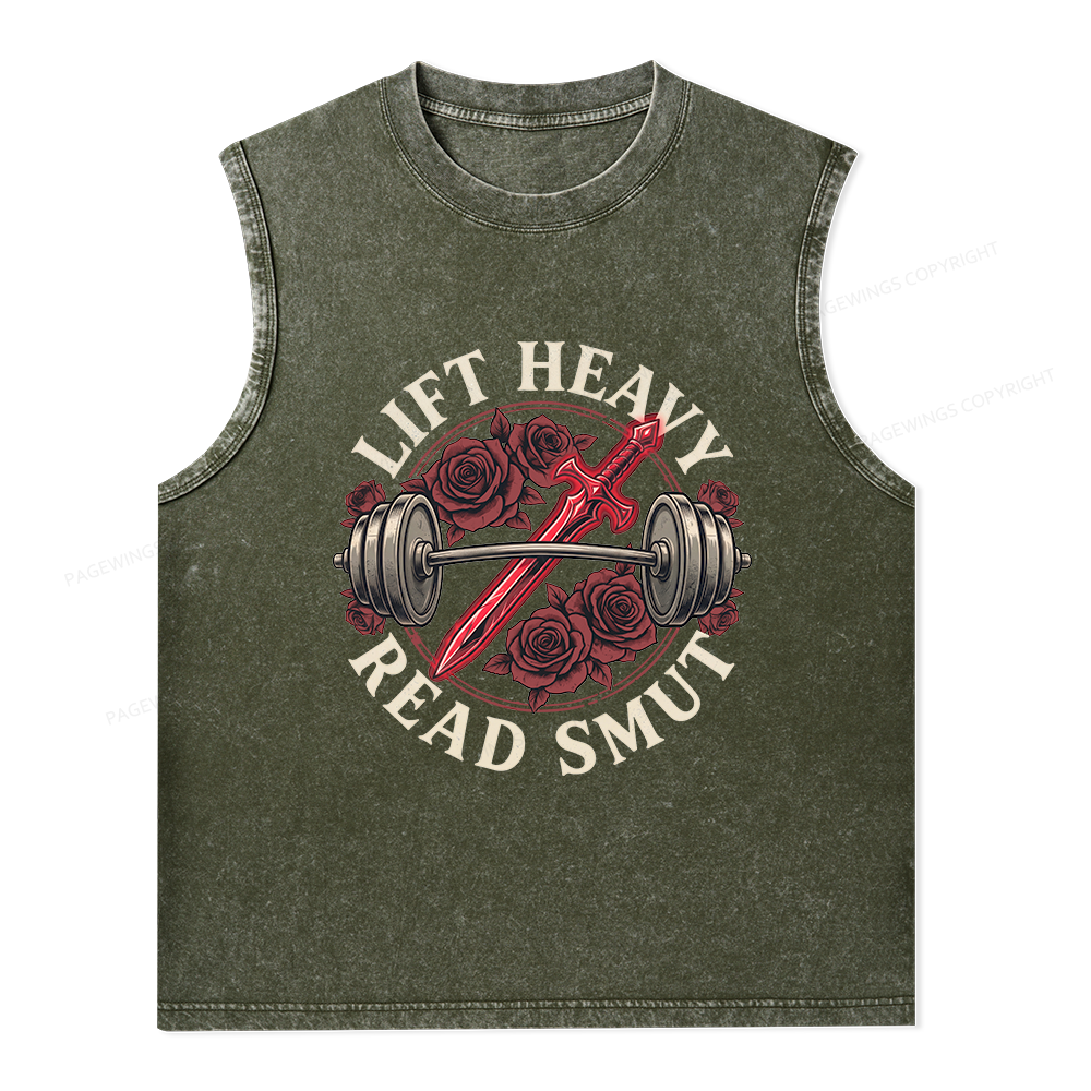 Pagewings Lift Heavy Read Smut Unisex Washed Tank Top