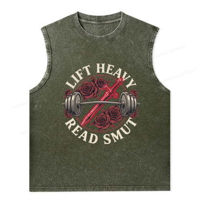 Pagewings Lift Heavy Read Smut Unisex Washed Tank Top
