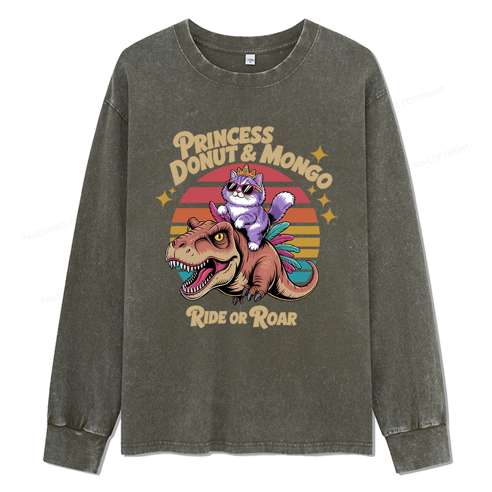 Pagewings Princess Donut & Mongo Unisex Washed Long Sleeve T-shirt