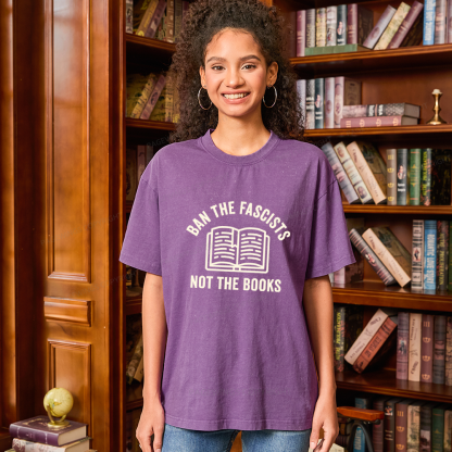 Pagewings Ban Fascists Not Books Unisex Washed T-shirt