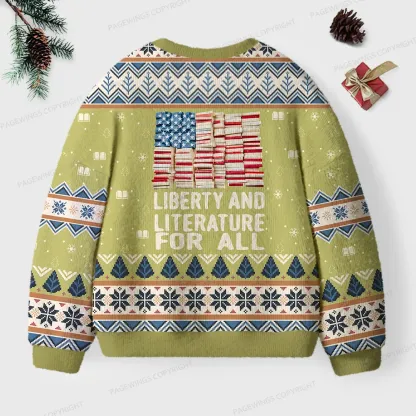 Pagewings Liberty And Literature For All Unisex Ugly Knit Sweatshirt