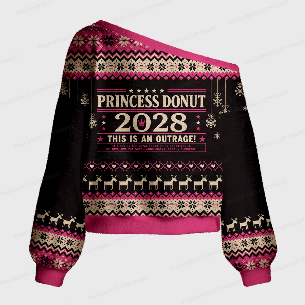 Pagewings Sci Fi Book Lover Off Shoulder Ugly Knit Sweater
