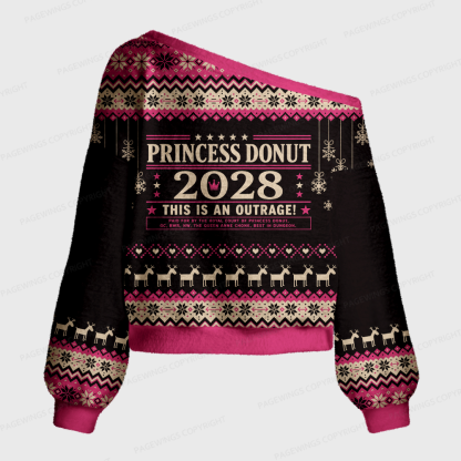 Pagewings Sci Fi Book Lover Off Shoulder Ugly Knit Sweater