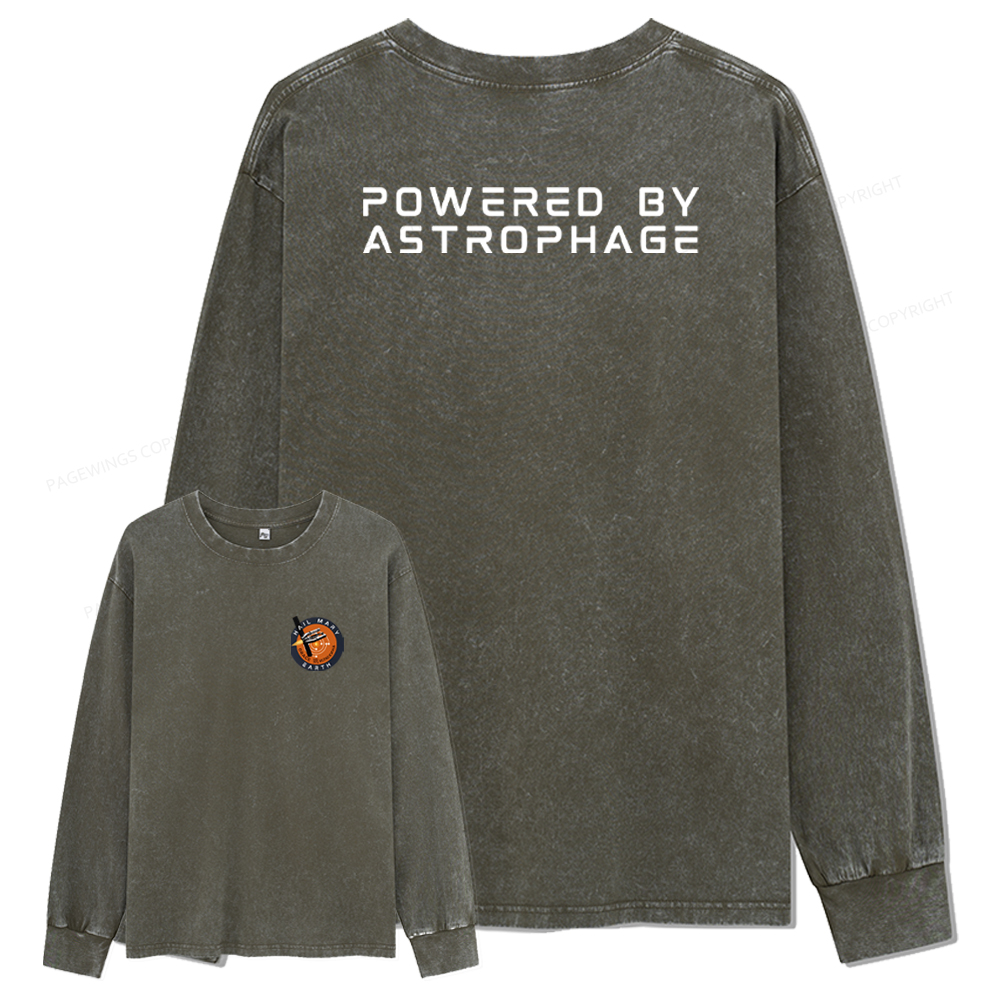 Pagewings Powered By Astrophage Unisex Washed Long Sleeve T-shirt 