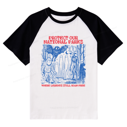 Pagewings Protect Our Parks Vintage Camping Raglan T-shirt
