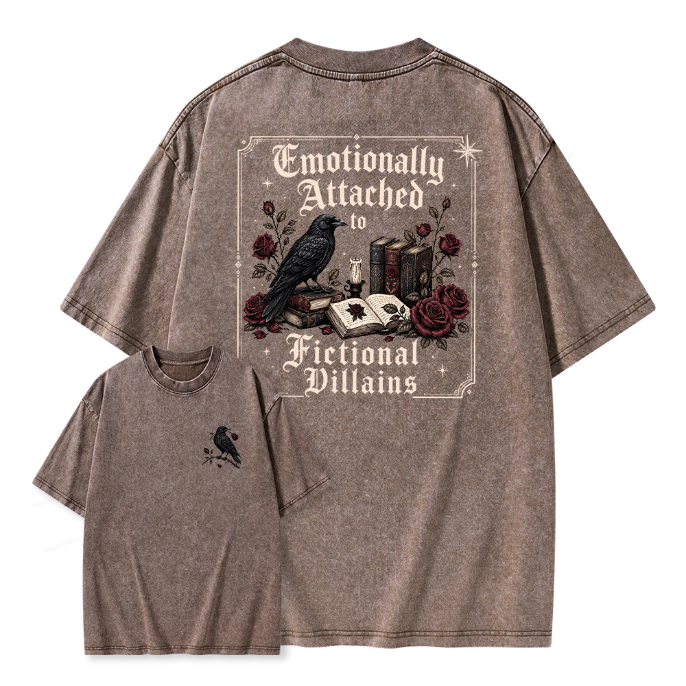 Pagewings Emotionally Attached to Fictional Villains Unisex Washed T-shirt