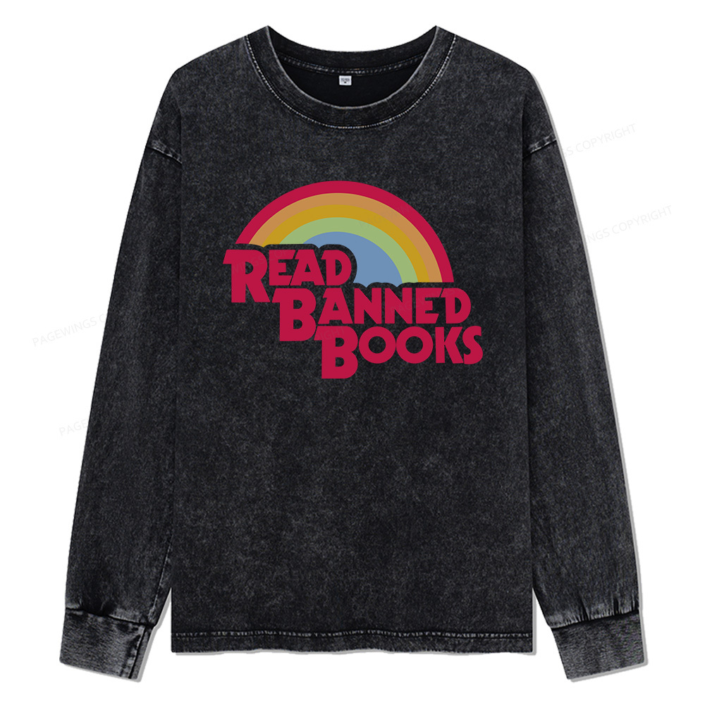 pagewings Read Banned Books Unisex Washed Long Sleeve T-shirt