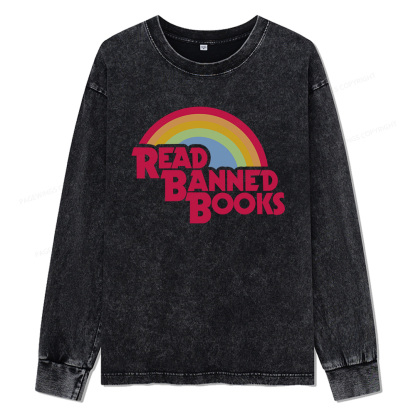 pagewings Read Banned Books Unisex Washed Long Sleeve T-shirt