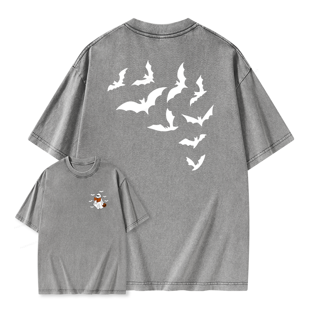 Pagewings Book Lover Halloween Unisex Washed T-shirt