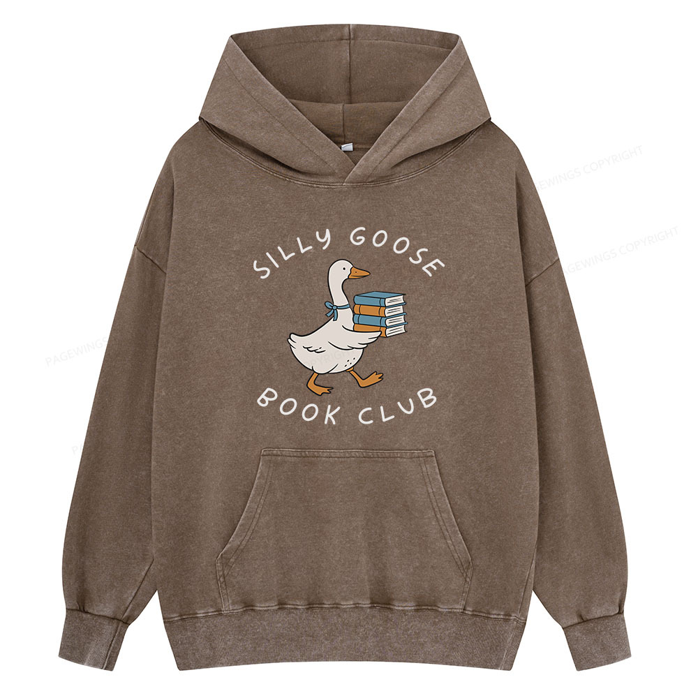 Pagewing Silly Goose Book Club Unisex Washed Hoodie
