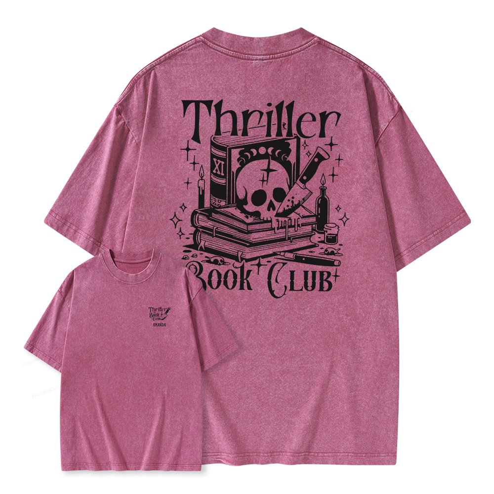 Pagewings Thriller Book Club Shirt Unisex Washed T-shirt