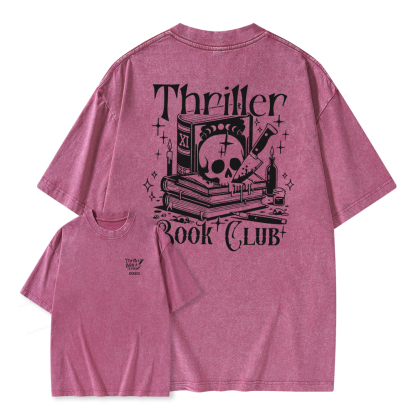 Pagewings Thriller Book Club Shirt Unisex Washed T-shirt