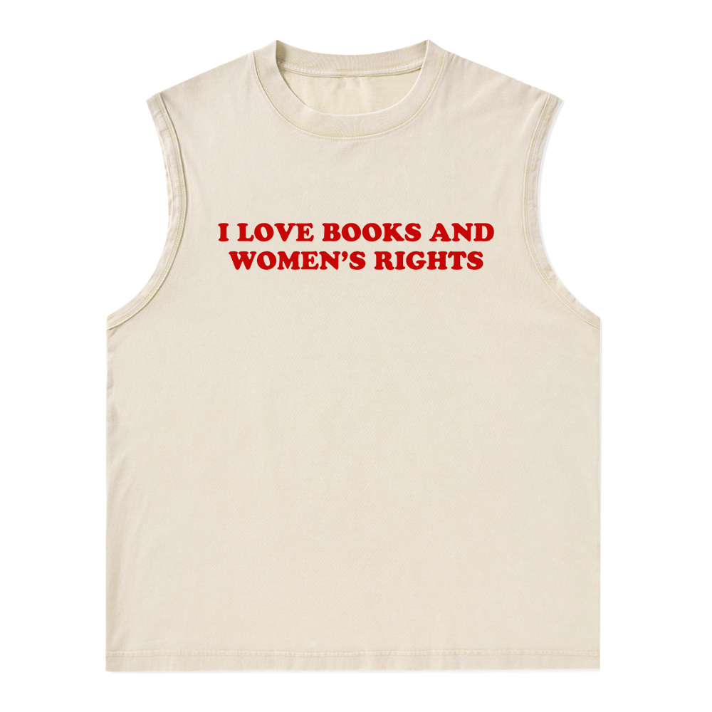 Pagewings I Love Books And Women's Rights Unisex Washed Tank Top