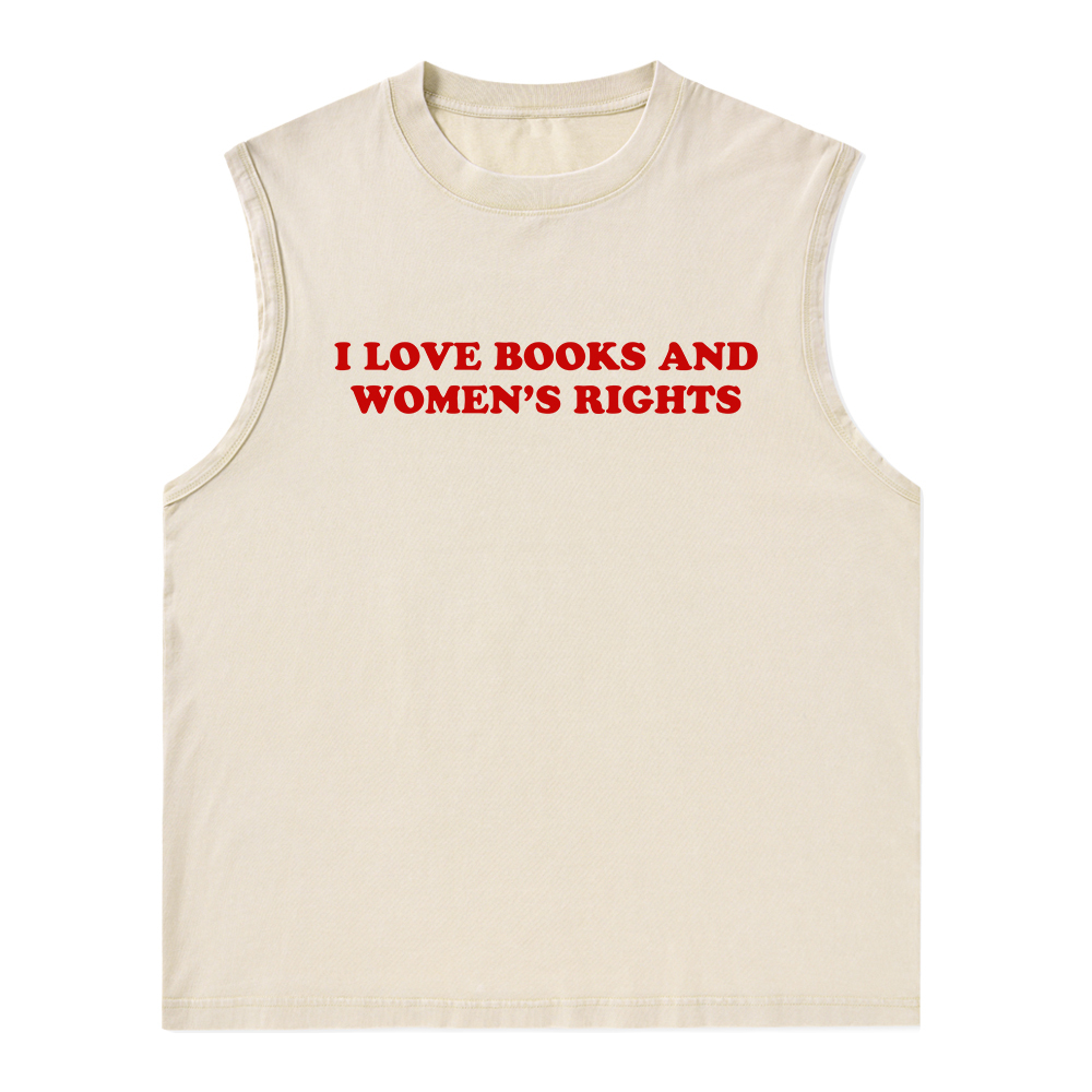 Pagewings I Love Books And Women's Rights Unisex Washed Tank Top