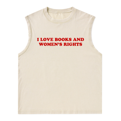 Pagewings I Love Books And Women's Rights Unisex Washed Tank Top