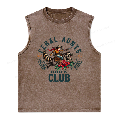 Pagewings Feral Aunt Social Book Club Washed Tank Top