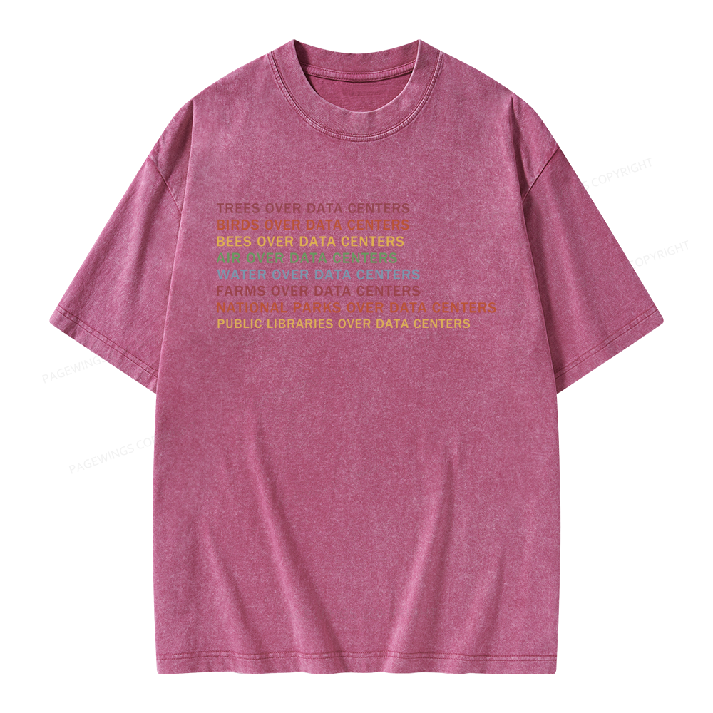 Pagewings Nature Over Data Centers Unisex Washed T-shirt
