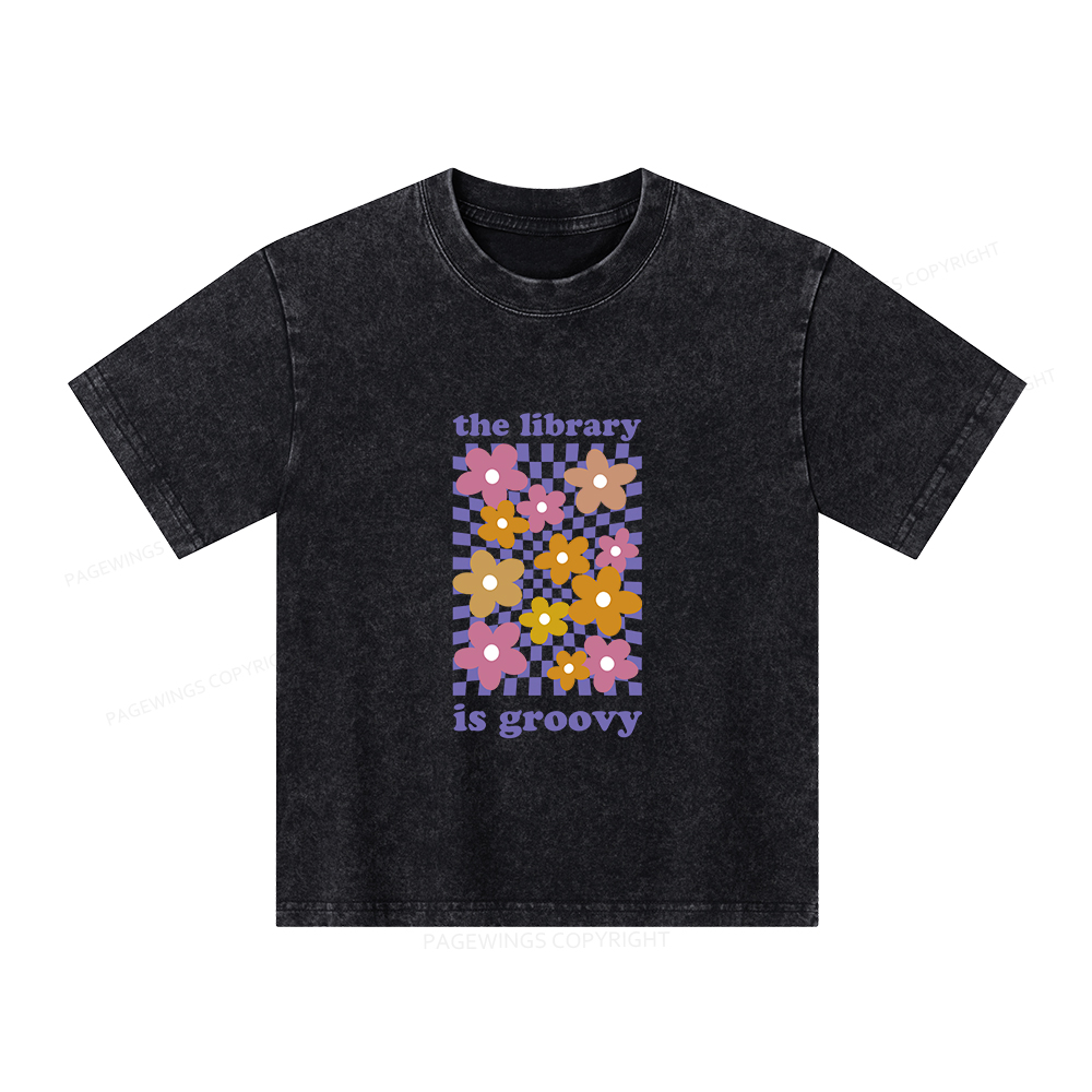 Pagewings The Library is Groovy Unisex Kids Washed T-shirt