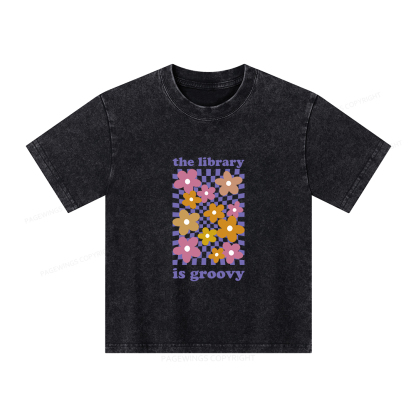 Pagewings The Library is Groovy Unisex Kids Washed T-shirt