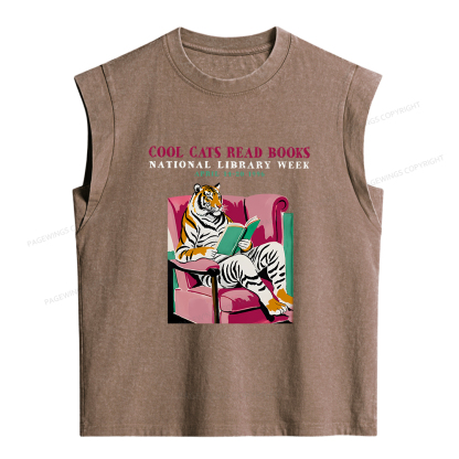 Pagewings Library Week Poster 1996 Women's Washed Tank Top