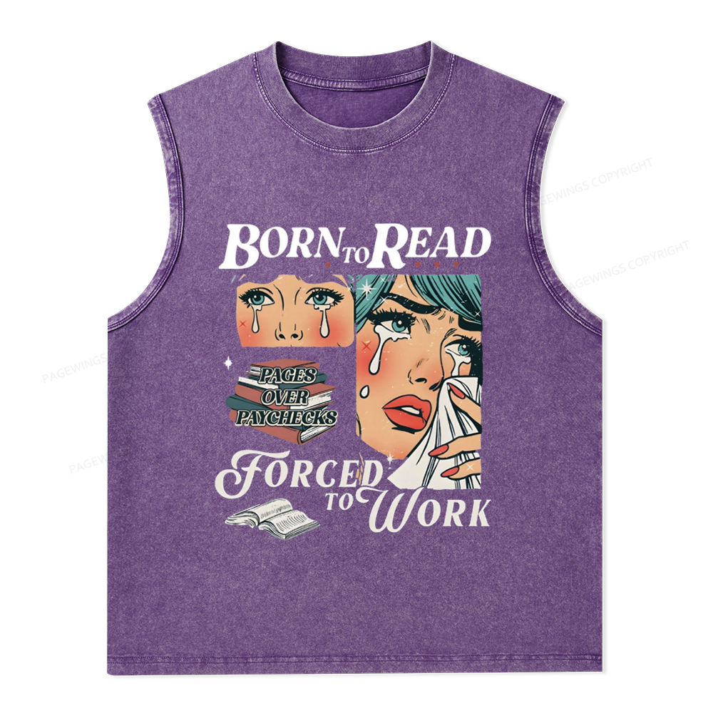 Pagewings Born To Read Bookish Unisex Washed Tank Top