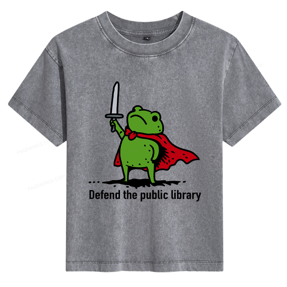Pagewings Defend The Public Library Women's Washed T-shirt
