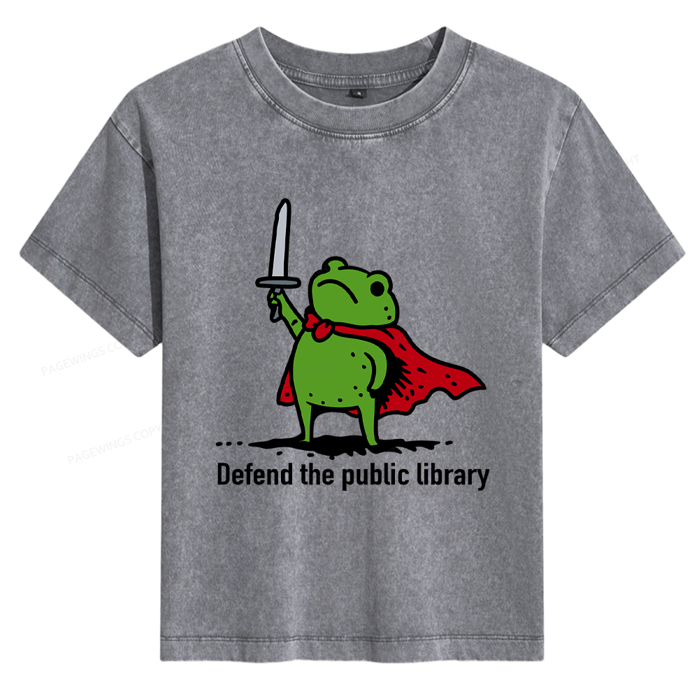 Pagewings Defend The Public Library Women's Washed T-shirt