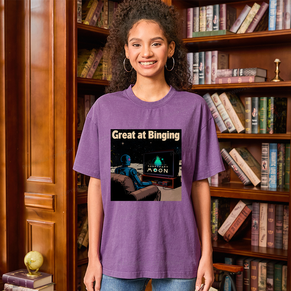 Pagewings Great At Binging Unisex Washed T-shirt