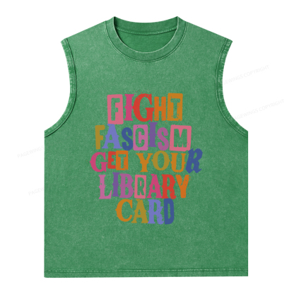 Pagewings Get Your Library Card Unisex Washed Tank Top