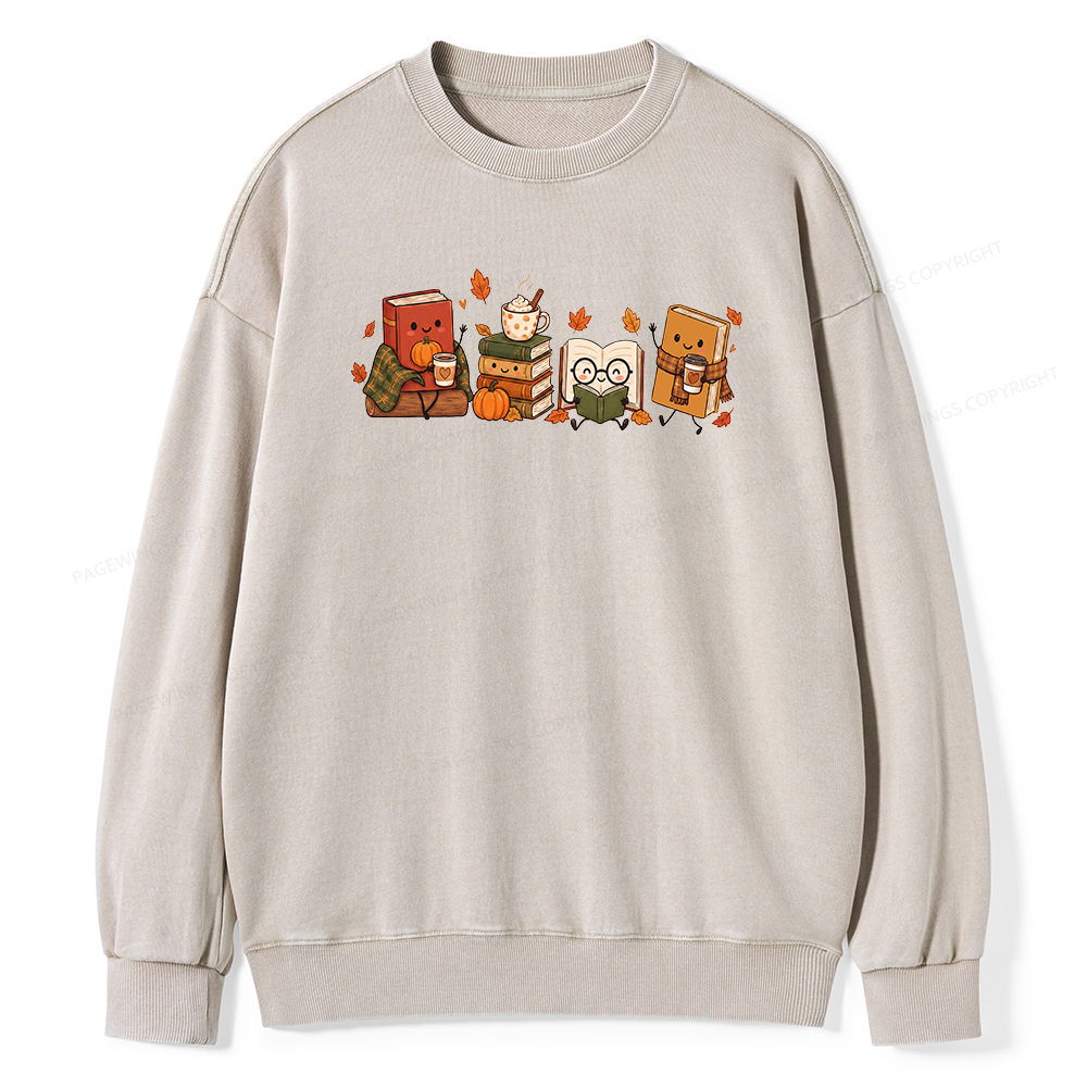 Pagewings Cozy Book Lover Unisex Washed Sweatshirt